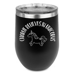 Unicorns Stemless Stainless Steel Wine Tumbler - Black - Single Sided (Personalized)