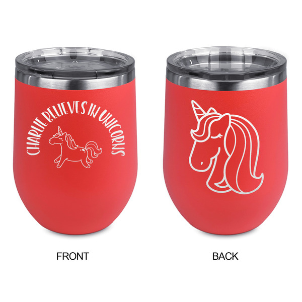 Unicorns Stainless Wine Tumblers - Coral - Double Sided - Approval
