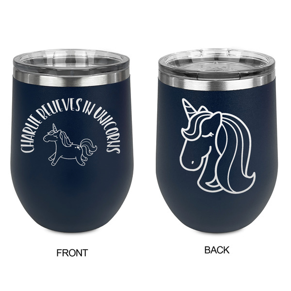 Unicorns Stainless Wine Tumblers - Navy - Double Sided - Approval