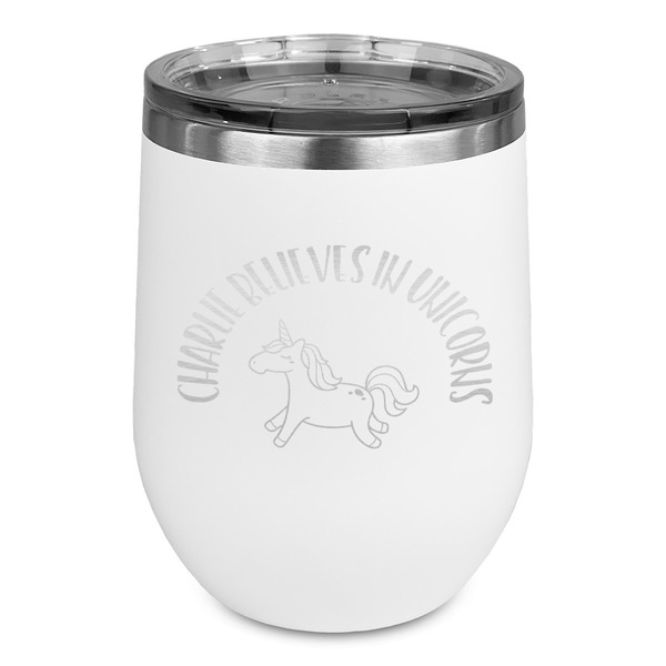 Custom Unicorns Stemless Stainless Steel Wine Tumbler - White - Single Sided (Personalized)