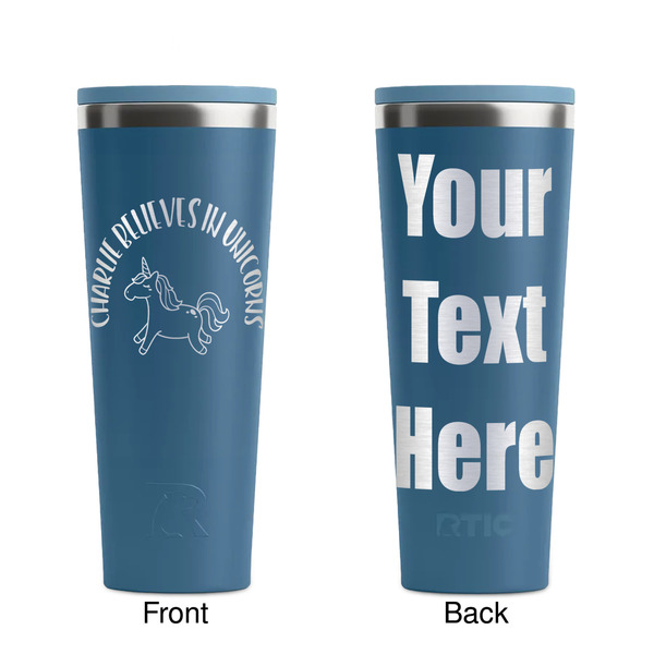 Unicorns Steel Blue RTIC Everyday Tumbler - 28 oz. - Front and Back