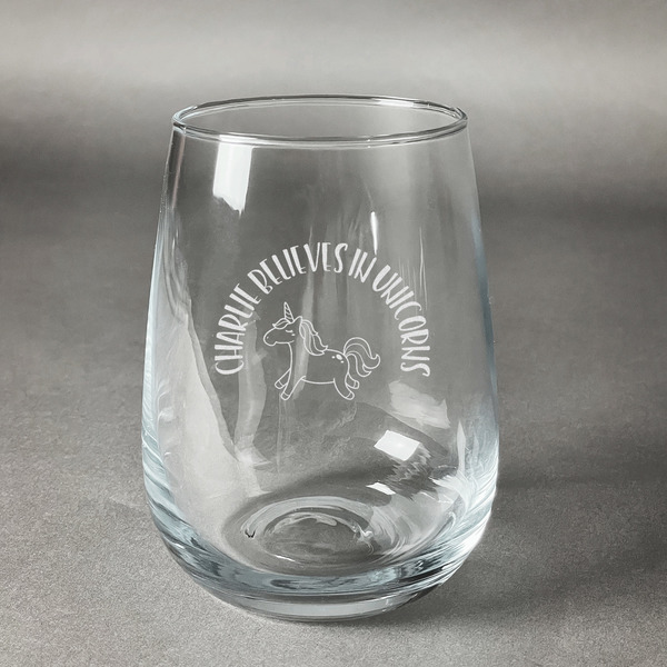 Custom Unicorns Stemless Wine Glass (Single) (Personalized)