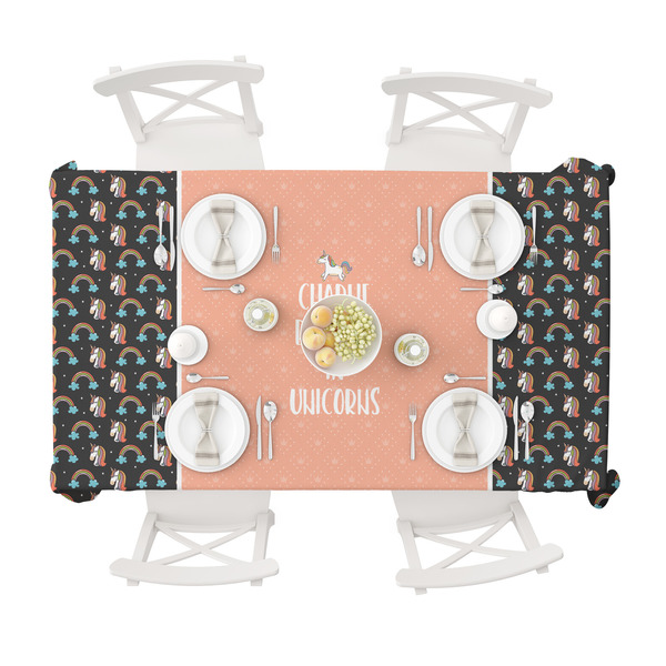 Unicorns Tablecloths (58"x102") - TOP VIEW (with plates)