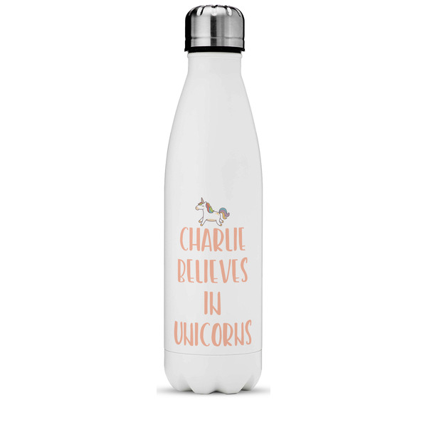 Custom Unicorns Water Bottle - 17 oz. - Stainless Steel - Full Color Printing (Personalized)