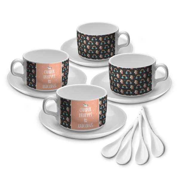 Custom Unicorns Tea Cup - Set of 4 (Personalized)