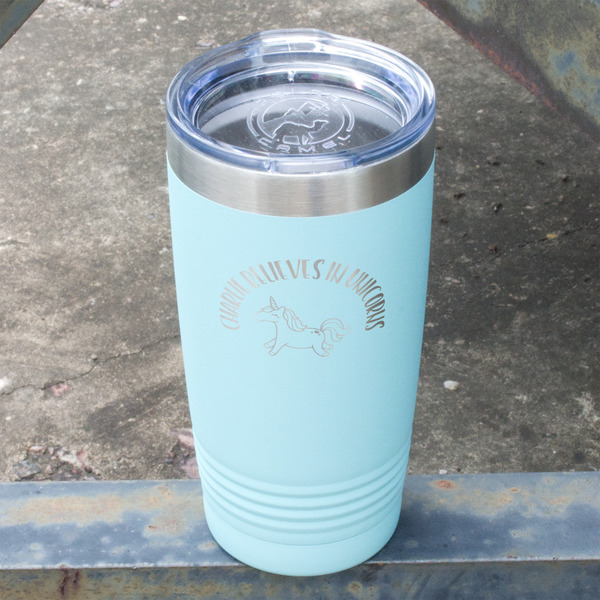 Unicorns Teal Polar Camel Tumbler - 20oz - Angled