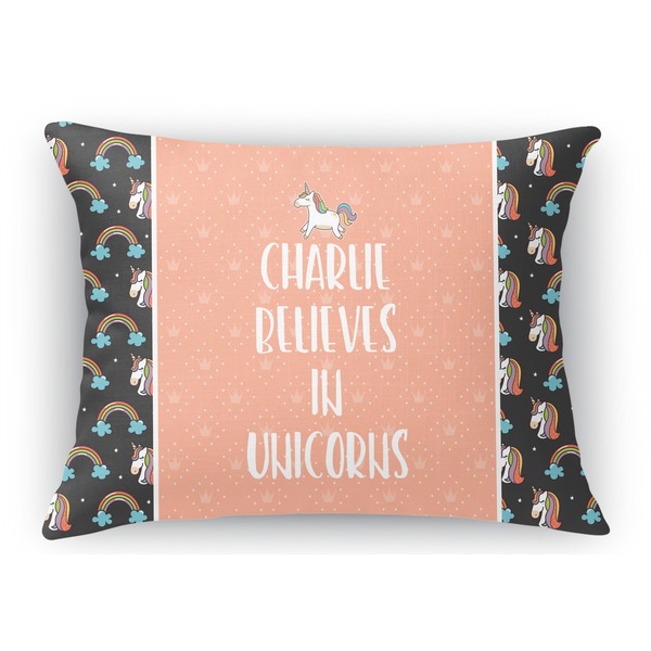 Custom Unicorns Rectangular Throw Pillow Case - 12"x18" (Personalized)