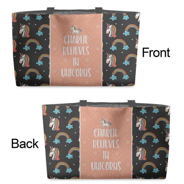 Unicorns Tote w/Black Handles - Front & Back Views