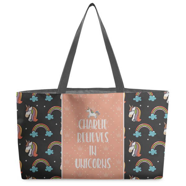 Custom Unicorns Beach Totes Bag - w/ Black Handles (Personalized)