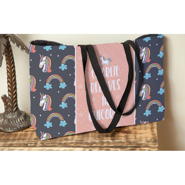 Unicorns Tote w/Black Handles - Lifestyle View