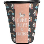 Unicorns Waste Basket - Double Sided (Black) (Personalized)