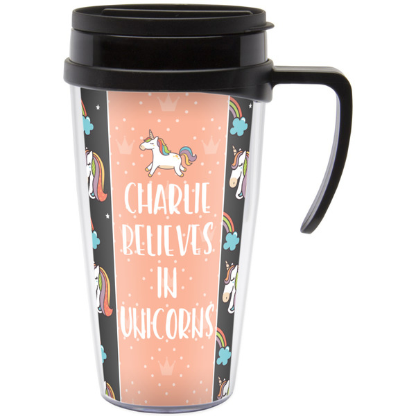 Custom Unicorns Acrylic Travel Mug with Handle (Personalized)