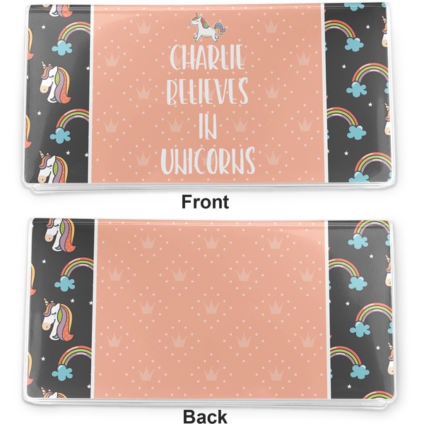 Unicorns Vinyl Check Book Cover - Front and Back