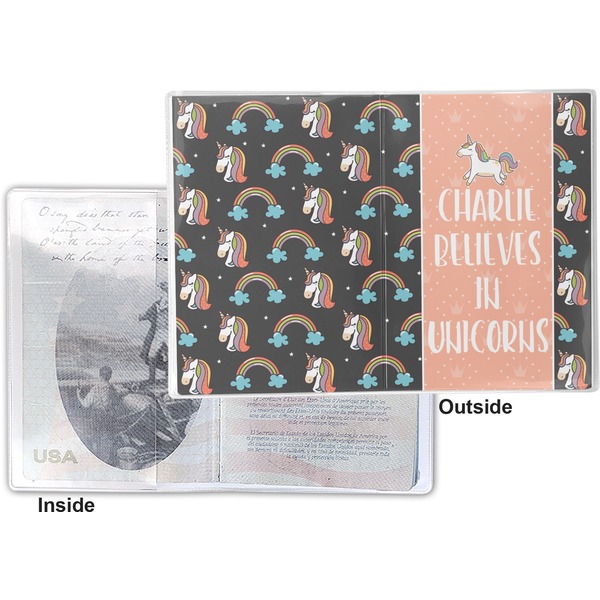 Unicorns Vinyl Passport Holder - Flat Front and Back