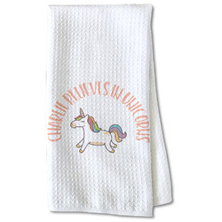 Unicorns Kitchen Towel - Waffle Weave - Partial Print (Personalized)