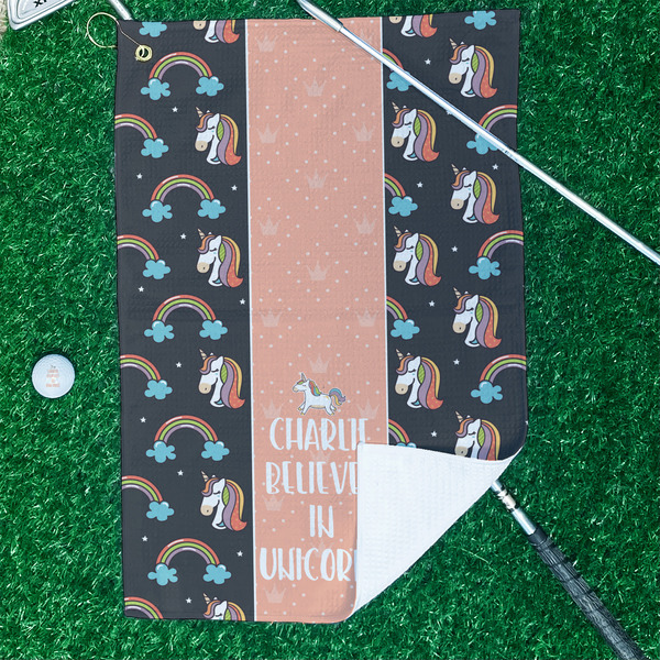 Unicorns Waffle Weave Golf Towel - In Context