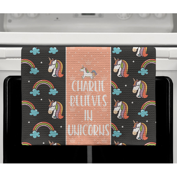 Unicorns Waffle Weave Towel - Full Color Print - Lifestyle2 Image