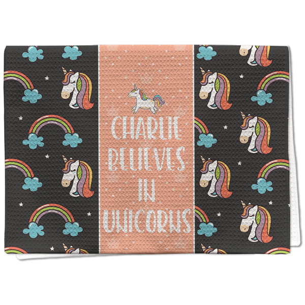 Custom Unicorns Kitchen Towel - Waffle Weave - Full Color Print (Personalized)