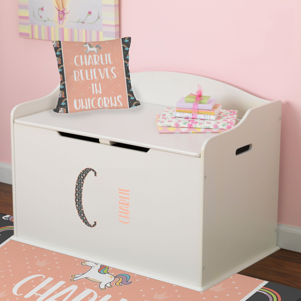 Unicorns Wall Name & Initial Small on Toy Chest