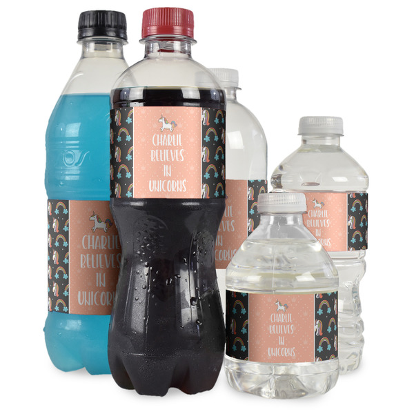 Unicorns Water Bottle Label - Multiple Bottle Sizes