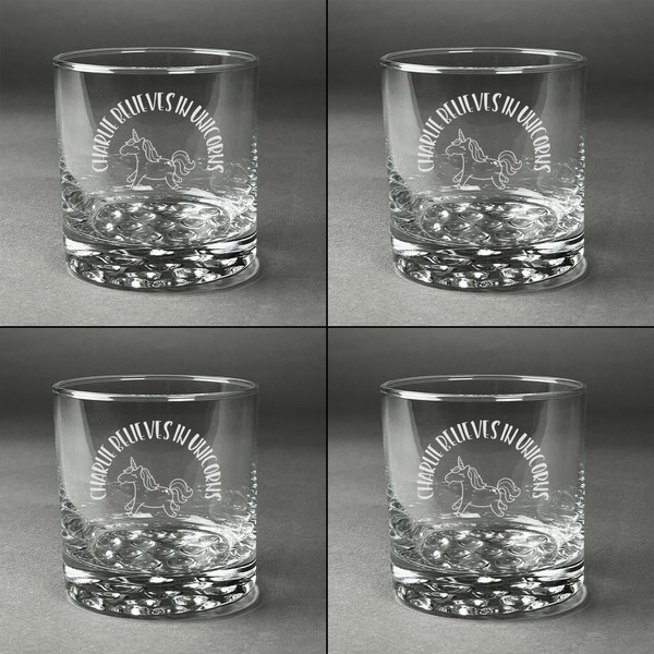 Unicorns Whiskey Glasses - Set of 4 all Engraved