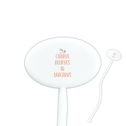 Unicorns 7" Oval Plastic Stir Sticks - White - Single Sided (Personalized)