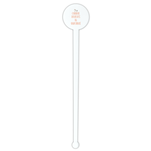 Unicorns White Plastic 7" Stir Stick - Round - Single Stick