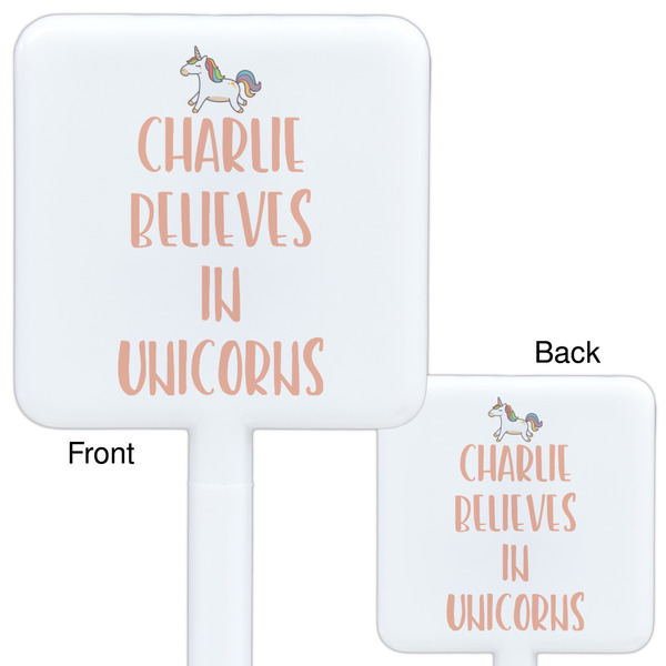 Unicorns White Plastic Stir Stick - Double Sided - Approval