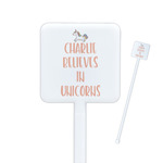 Unicorns Square Plastic Stir Sticks (Personalized)