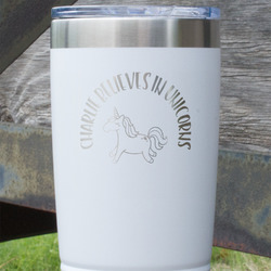 Unicorns 20 oz Stainless Steel Tumbler - White - Single Sided (Personalized)