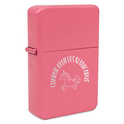Unicorns Windproof Lighter - Pink - Single Sided & Lid Engraved (Personalized)