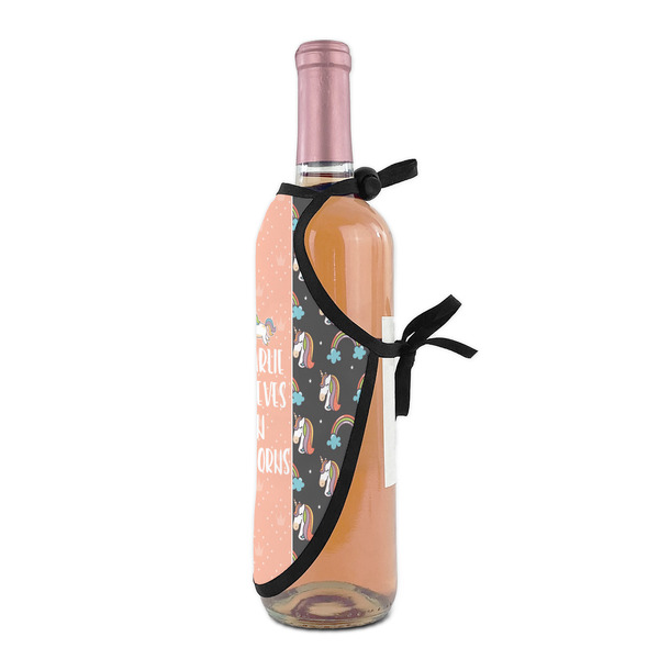 Unicorns Wine Bottle Apron - DETAIL WITH CLIP ON NECK
