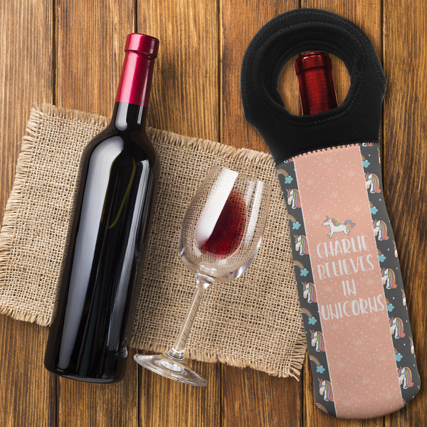 Unicorns Wine Tote Bag - FLATLAY