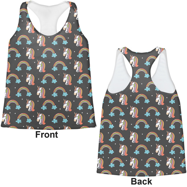 Unicorns Womens Racerback Tank Tops - Medium - Front and Back