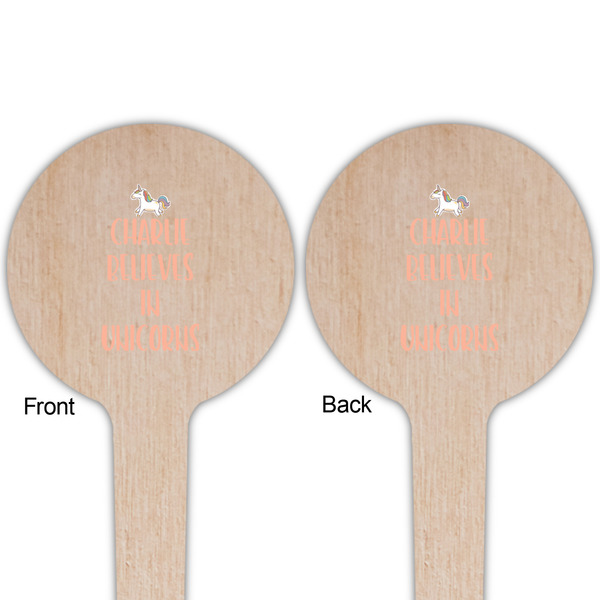 Unicorns Wooden 4" Food Pick - Round - Double Sided - Front & Back