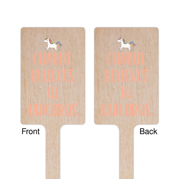 Unicorns Wooden 6.25" Stir Stick - Rectangular - Double Sided - Front & Back