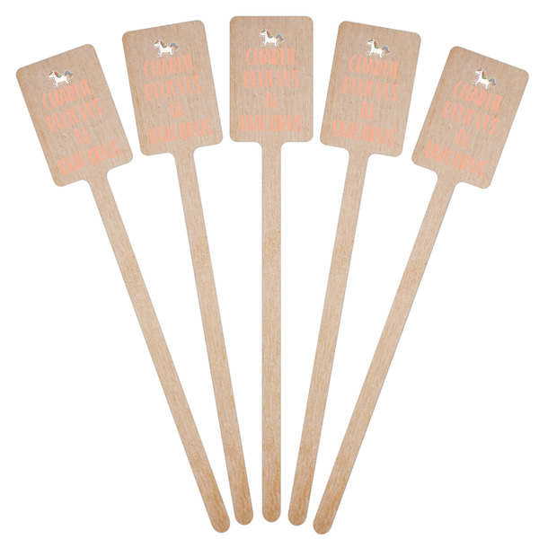 Unicorns Wooden 6.25" Stir Stick - Rectangular - Fan View