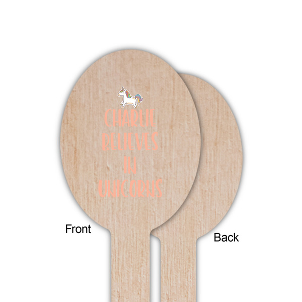Unicorns Wooden Food Pick - Oval - Single Sided - Front & Back