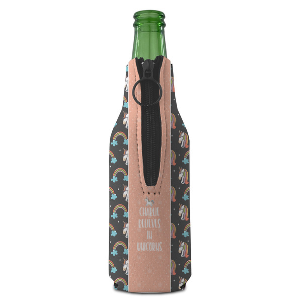 Unicorns Zipper Bottle Cooler - BACK (bottle)