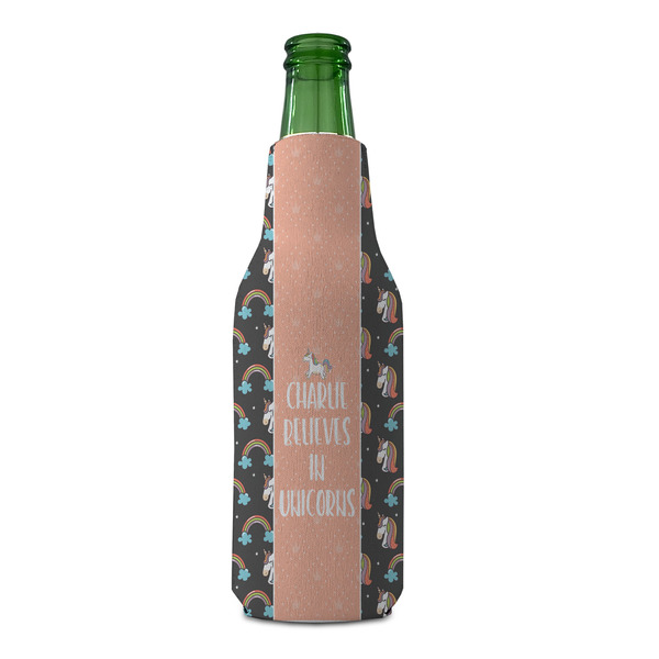 Unicorns Zipper Bottle Cooler - FRONT (bottle)