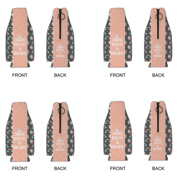 Unicorns Zipper Bottle Cooler - Set of 4 - APPROVAL