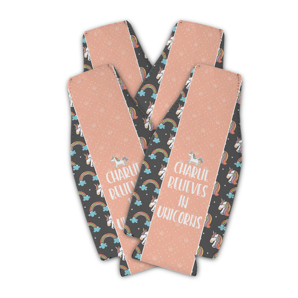 Custom Unicorns Zipper Bottle Cooler - Set of 4 (Personalized)