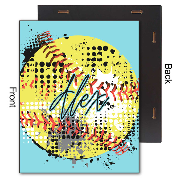 Softball 11x14 Wood Print - Front & Back View