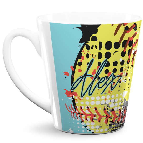 Custom Softball 12 Oz Latte Mug (Personalized)