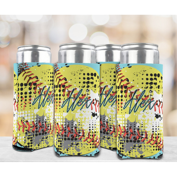 Softball 12oz Tall Can Sleeve - Set of 4 - LIFESTYLE
