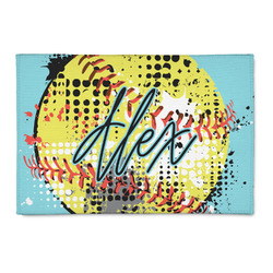 Softball 2' x 3' Indoor Area Rug (Personalized)
