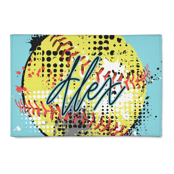 Custom Softball 2' x 3' Indoor Area Rug (Personalized)