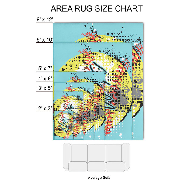Softball 2'x3' Indoor Area Rugs - Size Chart
