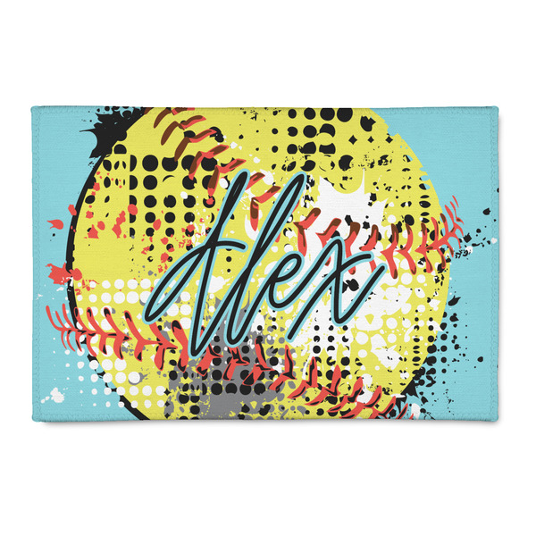 Custom Softball 2' x 3' Patio Rug (Personalized)