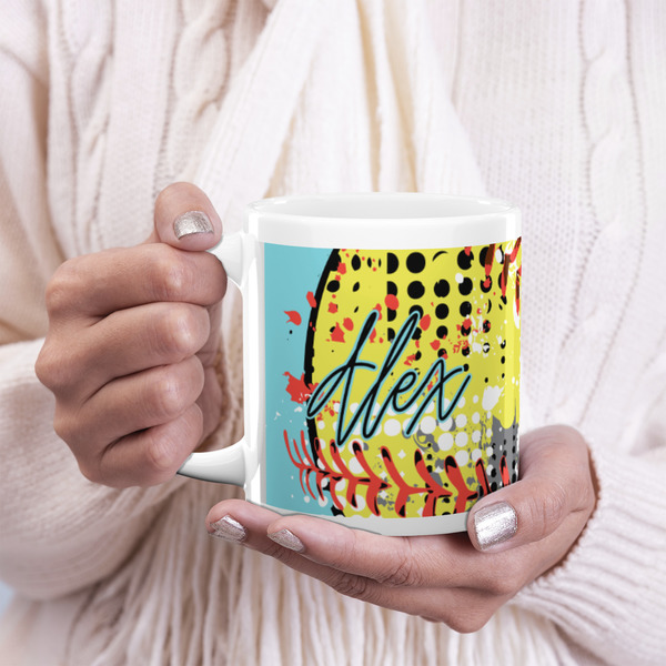 Softball 20oz Coffee Mug - LIFESTYLE